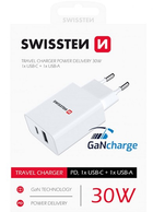 Ładowarka Swissten GaN 2 x USB-C + USB-A 30W White (22037000) - obraz 1