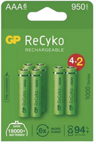 Акумулятор GP ReCyko AAA HR03 1.2V 950 mAh 6 шт (4891199197826) - зображення 1