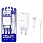 СЗУ сетевое зарядное устройство HOCO C81A 1USB/2.1A с кабелем для зарядки USB - Lightning Белый 4568268