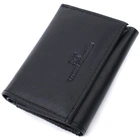 Удобный компактный кошелек с монетницей из натуральной кожи ST Leather Wallet 22742 Черный