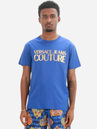 Футболка бавовняна довга чоловіча Versace Jeans Couture vjc76gaht00cj00tg20 2XL Синя (8052019580075)