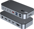 Док станція CHOETECH USB-C 15-в-1 HDMI/DP/VGA/LAN/PD/CR/USB-A/USB-C/AUX (HUB-M52-GY) - зображення 3