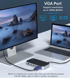 Док станція CHOETECH USB-C 15-в-1 HDMI/DP/VGA/LAN/PD/CR/USB-A/USB-C/AUX (HUB-M52-GY) - зображення 7