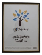 Фоторамка А3 30 х 40 см коричнева із золотою вставкою, СКЛО + КАРТОН, багет пластиковий з прямокутним перетином