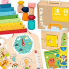 Zestaw edukacyjny Tooky Toy Montessori 6 w 1 Układanka Liczydło Tablica Pogody (6972633375753) - obraz 2