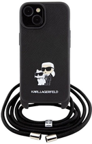 Панель Karl Lagerfeld Crossbody Saffiano Metal Pin Karl & Choupette для Apple iPhone 15 Plus Black (3666339165765)