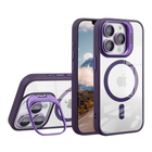 Чохол накладка TPU + PC + Metal Stand Case з MagSafe and Camera Lenses для iPhone 15 dark purple