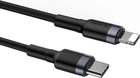 Кабель Baseus CATLKLF-G1 Lightning USB-C PD QC 18W 480Mb/s 1 м Чорно-сірий (6953156297449) - зображення 4