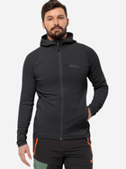 Bluza męska rozpinana streetwear Jack Wolfskin Baiselberg Hooded Fz M 1710541_6000 S Czarna (4064993557206)
