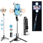 Безпровідна селфіпалка Selfie Stick Double Fill Light селфі палиця та портативний штатив трипод з двійною підсвіткою з пультом дистанційного керування Led