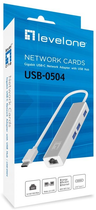 Hub USB LevelOne Gigabit USB Network Adapter with USB Hub (USB-0504) - obraz 3