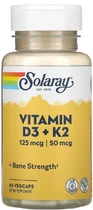 Вітамін Д3 К2 Solaray Vitamin D3 + K2 5000IU 60 vcaps