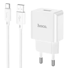 Зарядний пристрій Hoco C106A 2in1 1-USB; кабель Type-C 1 м; 2,1A, white (58442)