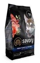 Сухой корм Savory со свежим мясом индейки и курицы для щенков крупных пород