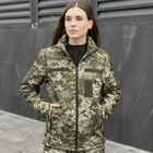 Жіноча Куртка Pobedov Shadow Soft Shell на мікрофлісі з липучками для шевронів піксель розмір M