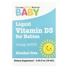 Детский витамин Д3 в каплях California GOLD Nutrition "Baby D3" жидкий холекальциферол для здорового роста и развития костей у детей и младенцев с 0 месяцев, 10 мкг / 400 МЕ (10 мл / 0,34 жидк. унции)