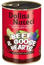 Вологий корм для собак Dolina Noteci Superfood з яловичиною та гусячим серцем