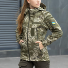 Куртка Женская SoftShell с Velcro панелями + Подарок Шеврон Флаг Украины пиксель размер S