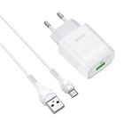 Мережевий зарядний пристрій Hoco Glorious single port QC3.0 charger + кабель Type-C 1 м White (C72Q)