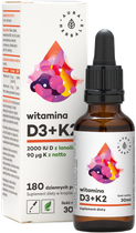 Witamina D3 Aura Herbals 2000 K2 Mk7 30 ml (AH320)