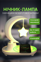 Нічник на акумуляторі бездротова зарядка для телефону настільна лампа 3 в 1 SmartUs світлодіодний світильник акумуляторний з Bluetooth динаміком та зміною кольору