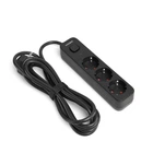 Мережевий подовжувач VIDEX ONCORD с/з 3п 3м (3x1.5мм) з кнопкою Black VF-PD33G-B