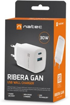 Мережевий зарядний пристрій NATEC Ribera GaN USB-A + USB-C 30W PD 3.0 QC3.0 White (NUC-2140) - зображення 6