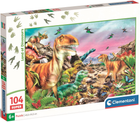 Puzzle Clementoni Super Kolor Land Of Dinosaurus 104 elementy (8005125257799) - obraz 1