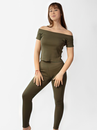 Piżama (koszulka + legginsy) damska bawełniana DKaren Bayo 2XL Khaki (5903251476240)