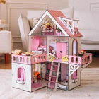 Кукольный домик NestWood Мини Коттедж дом для кукол Лол, мебль 9 ед, розовый (kdl001)