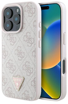 Панель Guess Hardcase Leather 4G Triangle Strass для Apple iPhone 16 Pro Pink (GUHCP16LP4TDPP)