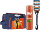 Zestaw upominkowy Gillette Fusion5 Maszynka do golenia dla mężczyzn z 4 wymiennymi wkładami + Żel do golenia 200 ml + Kosmetyczka (8700216534246)