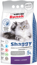 Żwirek dla kotów zbrylajacy Super Benek Shaggy Lawendowy 5 l (5905397019343)