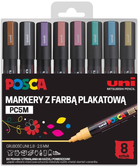 Набір різнокольорових маркерів Uni Posca для плакатів Металік 8 шт (5906340928422)