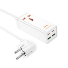 Сетевой фильтр-удлинитель Hoco AC10A (розетка, 2USB, 2USB-С, 2500W, 10 А, 1.5м, PD/QC 65W, Сечение 3х0,75мм, адаптер, быстрая зарядка) - белый
