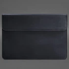 Шкіряний чохол-конверт BN на магнітах для MacBook 15-16 дюйм, синій Crazy Horse