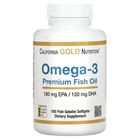 Омега-3 California Gold Nutrition Рыбий жир премиум-класса для сердца, мозга и нервной системы 180 DHA/120 EPA 100 желатиновых мягких таблеток