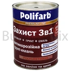 Емаль антикорозійна Polifarb 3в1 для оцинкованого металу 0,9 кг графіт