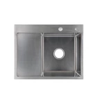 Мийка для кухні інтегрована Lidz Handmade H6350L ліворуч (LDH6350BRUL45588) Brushed Steel 3,0/1,0 мм