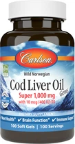Жирні кислоти Carlson Жир із печінки норвезької тріски Cod Liver Oil 100 гелевих капсул 1000 мг (88395013010)