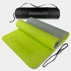 Коврик для йоги и фитнеса EasyFit TPE+TC 6 мм двухслойный + Чехол лимонный-серый