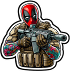 Военный шеврон Shevron.patch Дэдпул с автоматом на липучках (DEADPOOL1)