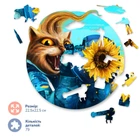 Круглый деревянный пазл BrushMe "Котик современный Козак S" 22х22см 81 эл. в подарочной коробке