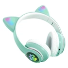 Наушники беспроводные Bluetooth Cat Ear VZV-23M 7805 400мАч с подсветкой Мятный