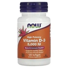 Вітамін Д-3 Now Foods Vitamin D-3 високоефективний 125 мкг (5000 МО), 120 гелевих капсул (NOW-00372)