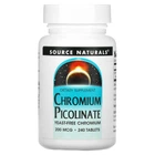 Хром піколінат Source Naturals Chromium Picolinate 200 мкг, 240 таб. (SNS-00108)