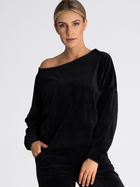 Bluza damska bez kaptura welurowa Figl M968 S/M Czarna (5902982021446)