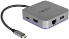 Док-станція Delock USB Type-C 87742 HDMI/RJ-45/USB/PD 3.0 с LED подсветкой Grey (4043619877423)