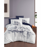 Комплект постільної білизни 3D Digital Satin Duvet Cover Set First Choice - First Choice - 3DS-206 Arigon - Євро - Білий з синім