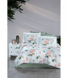 Комплект постельного белья Satin Cotton First Choice - First Choice - S-596 Alice Green - Евро - Светло-зеленый с белым